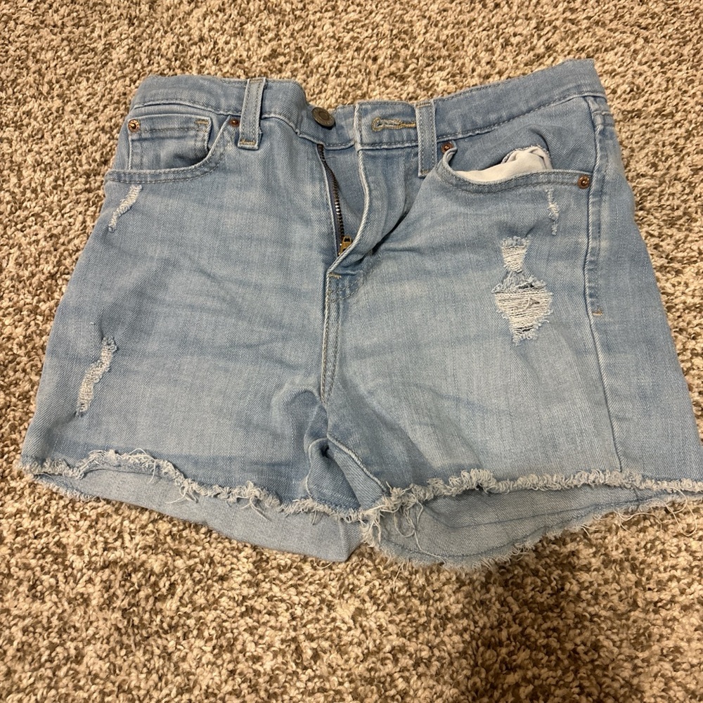 Levi's Light Blue Ripped Denim Cutoff Shorts